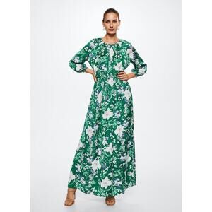 NWT MNG Mango Flower Print Dress Maxi Flowy Floral Lined Green Size 2